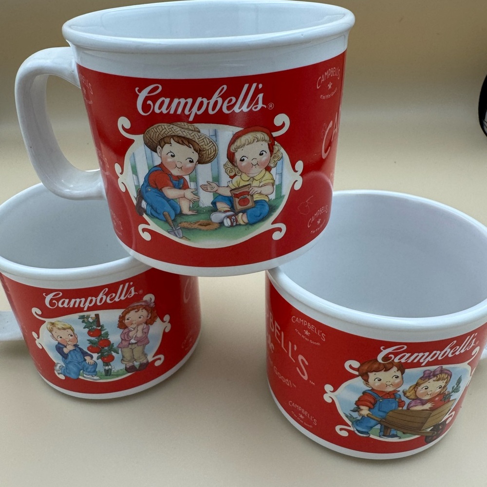 Campbell's Vintage 2002 Red Ceramic Soup Mugs-3